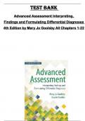 TEST BANK for Advanced Assessment Interpreting&comma;  Findings and Formulating Differential Diagnoses  4th Edition by Mary Jo Goolsby All Chapters 1-22