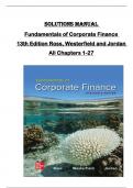 Solutions Manual for Fundamentals of Corporate Finance  13th Edition Ross&comma; Westerfield and Jordan  All Chapters 1-27
