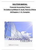 Solution Manual for Financial Accounting Theory  7th Edition by William R&period; Scott&comma; Patricia O'Brien  All Chapters 1-13&comma; Complete