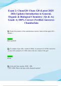 Exam 2&colon; Chem120&sol; Chem 120 &lpar;Latest 2025&sol; 2026 Update&rpar; Introduction to General&comma; Organic & Biological Chemistry &vert; Qs & As&vert; Grade A&vert; 100&percnt; Correct &lpar;Verified Answers&rpar;- Chamberlain 