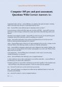 Computer 105 pre and post assessment&period; Questions With Correct Answers A&plus;