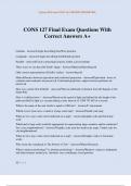 CONS 127 Final Exam Questions With Correct Answers A&plus;