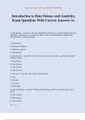 Introduction to Data Science and Analytics&period; Exam Questions With Correct Answers A&plus;