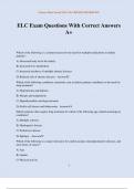 ELC Exam Questions With Correct Answers A&plus;
