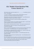 ELC Module 6 Exam Questions With Correct Answers A&plus;