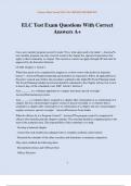 ELC Test Exam Questions With Correct Answers A&plus;