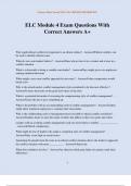 ELC Module 4 Exam Questions With Correct Answers A&plus;