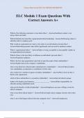 ELC Module 1 Exam Questions With Correct Answers A&plus;