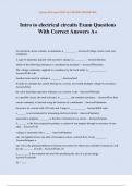 Intro to electrical circuits Exam Questions With Correct Answers A&plus;