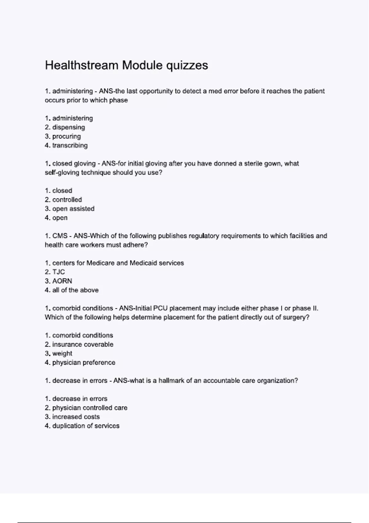Strema Questions Health Stream Module quizzes Questions with 100% Correct Answers ...