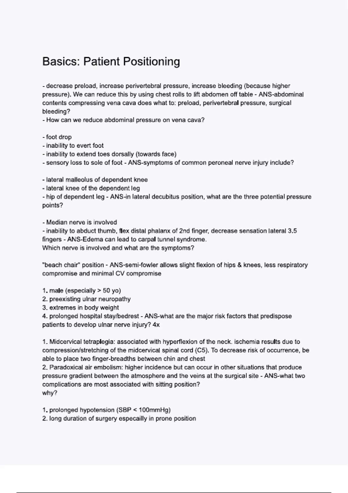 Basics_ Patient Positioning Questions with 100% Correct Answers ...
