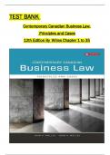 Test Bank For Contemporary Canadian Business Law 12th Edition By John A Willes&comma; John H Willes All 1-35 Chapters Covered &comma;Latest Edition&comma;