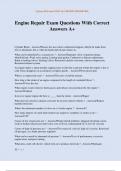 Engine Repair Exam Questions With Correct Answers A&plus;