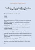 Foundations of Psychology Exam Questions With Correct Answers A&plus;