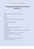 Genealogy Exam Questions With Correct Answers A&plus;