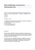 State of Michigan nursing home administrator test questions and answers