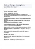 State of Michigan Nursing Home Administrator Exam questions and answers