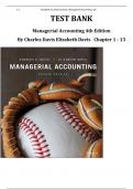 TEST BANK Managerial Accounting 4th Edition By Charles Davis Elizabeth Davis   Chapter 1 - 13