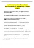 Mandalyn Academy Final Exams Practice Questions with 100&percnt; Correct Answers&vert; Verified&vert; Full Guide