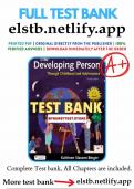 Test Bank for Developing Person Through Childhood and Adolescence 12th Edition Berger