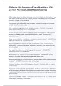 Alabama Life Insurance Exam Questions With Correct Answers&sol;Latest Update&sol;Verified