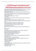 ATI RN Dosage Calculation Exam 7 2025&sol;26 Questions and answers Newest 