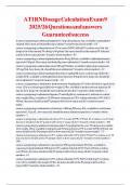 ATI RN Dosage Calculation Exam 9 2025&sol;26 Questions and answers Guaranteed success