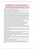 ATI RN Dosage Calculation Exam 12  2025&sol;26 With complete solution Newest  