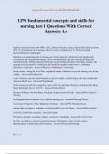 LPN fundamental concepts and skills for nursing test 1 Questions With Correct Answers A&plus;