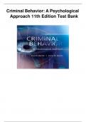 Criminal Behavior&colon; A Psychological Approach 11th Edition Test Bank-Question and Answers&comma; A&plus; Rated Solution Guide