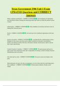 Texas Government 2306 Unit 2 Exam UPDATED Questions and CORRECT  Answers