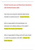 Florida Funeral Laws and Rules Exam Questions  with Verified Answers 2025