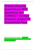 Ontario Security Guard Exam With Questions and CORRECT Verified Answers graded A&plus; Guaranteed Pass
