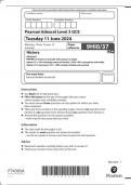 Pearson Edexcel Level 3 GCE  9HI0&sol;37 History Advanced PAPER 3&colon; Themes in breadth with aspects in depth Option 37&period;1&colon; The changing nature of warfare&comma; 1859&ndash;1991&colon; perception and reality Option 37&period;2&colon; Germany&comma; 1871&ndash;1990&colon; united&comma; divided and reunited  June 2024 