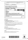 Pearson Edexcel Level 3 GCE  9HI0&sol;35  History Advanced PAPER 3&colon; Themes in breadth with aspects in depth Option 35&period;1&colon; Britain&colon; losing and gaining an empire&comma; 1763&ndash;1914 Option 35&period;2&colon; The British experience of warfare&comma; c1790&ndash;1918 June 2024  &plus; ms