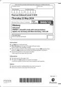 Pearson Edexcel Level 3 GCE  9HI0&sol;1G  History Advanced PAPER 1&colon; Breadth study with interpretations Option 1G&colon; Germany and West Germany&comma; 1918&ndash;89 May 2024  &plus; ms