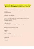 Machine Design Elements I past board exam Study Questions with 100&percnt; Correct Answers&vert; Verified