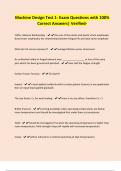 Machine Design Test 1- Exam Questions with 100&percnt; Correct Answers&vert; Verified