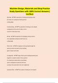 Machine Design&comma; Materials and Shop Practice Study Questions with 100&percnt; Correct Answers&vert; Verified-