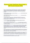 Revenue Cycle Final Exam Study Guide  2 With Correct Answers 2024