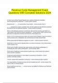  Revenue Cycle Management Exam Questions With Complete Solutions 2024