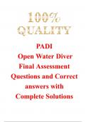 PADI Open Water Diver Final Assessment Questions and Correct answers with Complete Solutions&period;