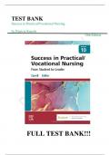 test bank for success in practical vocational nursing 10th edition by lisa Carroll&comma; Janice L&period; Collier &lowbar;978-0323810173 covering all the chapters graded A &plus;