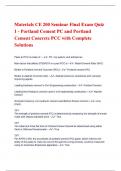 Materials CE 200 Seminar Final Exam Quiz 1 - Portland Cement PC and Portland Cement Concrete &vert; Questions with 100&percnt; Correct Answers &vert; Latest Update 2025 &vert; Verified