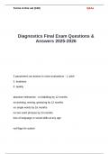 Diagnostics Final Exam Questions & Answers 2025-2026