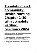 Population and Community Health Nursing Chapter 1-10 with complete verified solutions 2024
