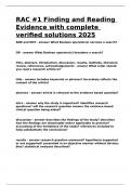 RAC -1 Finding and Reading Evidence with complete verified solutions 2025&period;