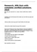 Research&comma; APA Quiz with complete verified solutions 2025