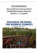SOLUTION MANUAL for Research Methods For Business Students  8th Edition Mark Saunders&comma; Philip Lewis Chapters 1 - 14&comma; Complete