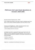 PHR Acts And Laws Exam Questions & Answers 2025-2026